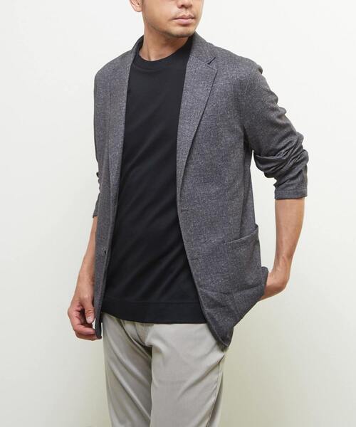 MEN'S MELROSE（メンズメルローズ）の「プリントテックトリコットメッシュジャケット（テーラードジャケット・メンズ・チャコールグレー/ライトグレー/ネイビー・4/5/3）」の2枚目の写真