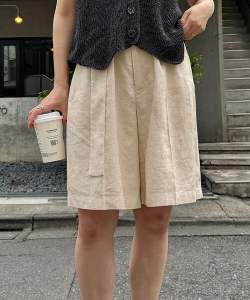 willow】リネン混ベルト付きハーフパンツ（その他パンツ