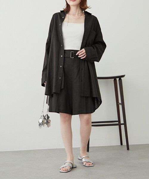 WILLOW（ウィロー）の「【willow】リネン混ベルト付きハーフパンツ（その他パンツ・レディース・ベージュ/ブラック・ONE SIZE）」の13枚目の写真