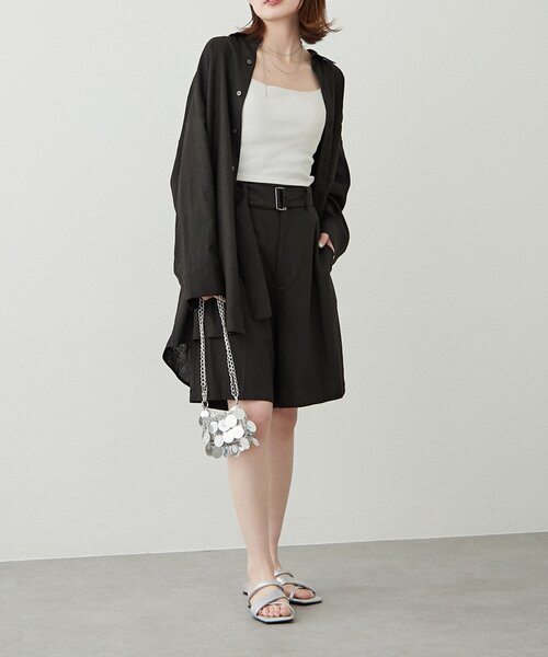 WILLOW（ウィロー）の「【willow】リネン混ベルト付きハーフパンツ（その他パンツ・レディース・ベージュ/ブラック・ONE SIZE）」の11枚目の写真