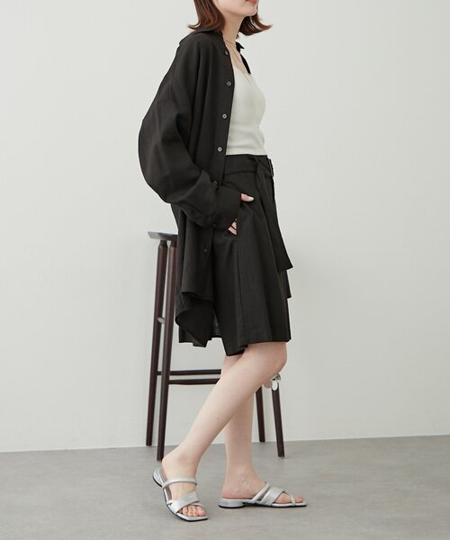 WILLOW（ウィロー）の「【willow】リネン混ベルト付きハーフパンツ（その他パンツ・レディース・ベージュ/ブラック・ONE SIZE）」の10枚目の写真