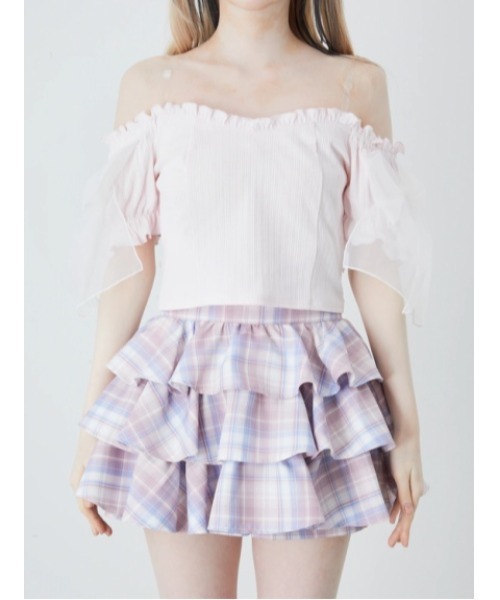 Ank Rouge（アンクルージュ）の「オーガンジーおリボンTOPS（Tシャツ/カットソー・レディース・ホワイト/ブラック/ピンク・M）」の6枚目の写真