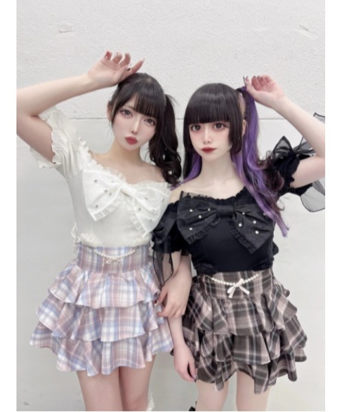 Ank Rouge（アンクルージュ）の「オーガンジーおリボンTOPS（Tシャツ/カットソー・レディース・ホワイト/ブラック/ピンク・M）」の14枚目の写真