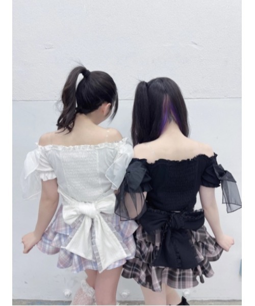 Ank Rouge（アンクルージュ）の「オーガンジーおリボンTOPS（Tシャツ/カットソー・レディース・ホワイト/ブラック/ピンク・M）」の13枚目の写真