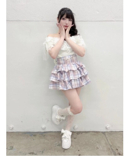 Ank Rouge（アンクルージュ）の「オーガンジーおリボンTOPS（Tシャツ/カットソー・レディース・ホワイト/ブラック/ピンク・M）」の9枚目の写真