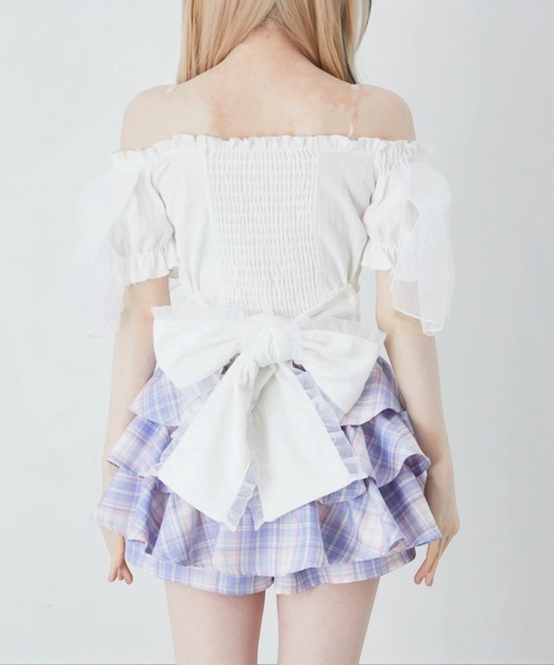 Ank Rouge(アンクルージュ)の「オーガンジーおリボンTOPS(Tシャツ/カットソー・レディース・ホワイト/ブラック/ピンク・M)」の10枚目の写真