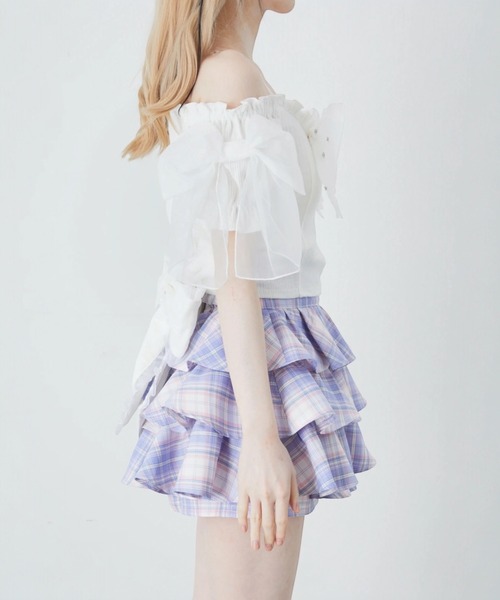Ank Rouge(アンクルージュ)の「オーガンジーおリボンTOPS(Tシャツ/カットソー・レディース・ホワイト/ブラック/ピンク・M)」の11枚目の写真