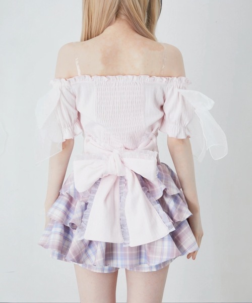 Ank Rouge(アンクルージュ)の「オーガンジーおリボンTOPS(Tシャツ/カットソー・レディース・ホワイト/ブラック/ピンク・M)」の17枚目の写真