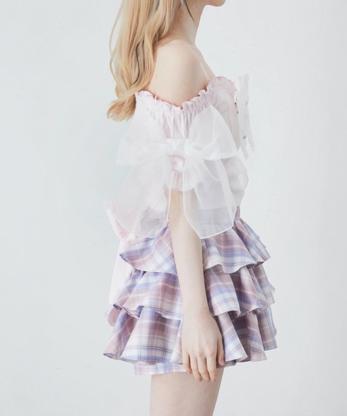 Ank Rouge(アンクルージュ)の「オーガンジーおリボンTOPS(Tシャツ/カットソー・レディース・ホワイト/ブラック/ピンク・M)」の18枚目の写真