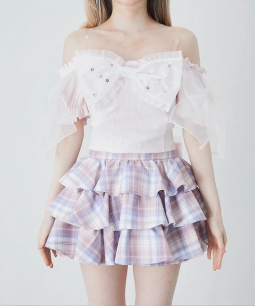 Ank Rouge(アンクルージュ)の「オーガンジーおリボンTOPS(Tシャツ/カットソー・レディース・ホワイト/ブラック/ピンク・M)」の19枚目の写真