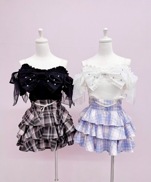 Ank Rouge(アンクルージュ)の「オーガンジーおリボンTOPS(Tシャツ/カットソー・レディース・ホワイト/ブラック/ピンク・M)」の5枚目の写真
