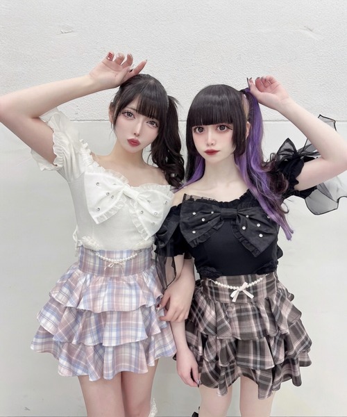 Ank Rouge(アンクルージュ)の「オーガンジーおリボンTOPS(Tシャツ/カットソー・レディース・ホワイト/ブラック/ピンク・M)」の21枚目の写真