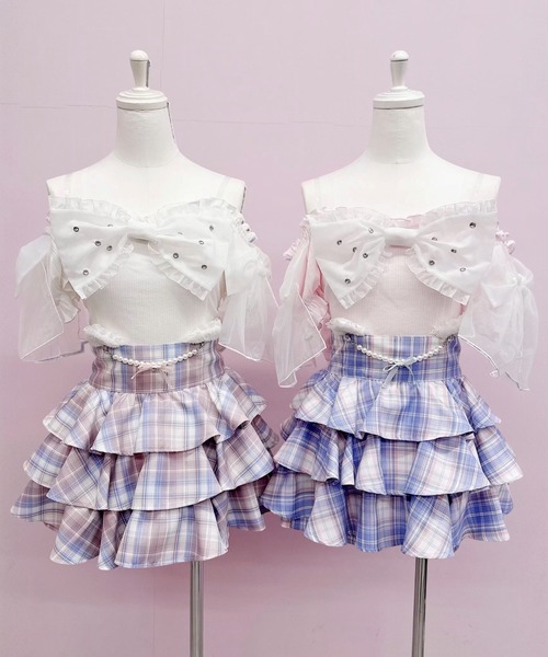 Ank Rouge(アンクルージュ)の「オーガンジーおリボンTOPS(Tシャツ/カットソー・レディース・ホワイト/ブラック/ピンク・M)」の6枚目の写真