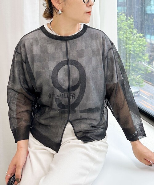 Rie Miller（リエミラー）の「《手洗い可能》シアーブロックチェック2WAYクルーネックカーディガン（カーディガン/ボレロ・レディース・ブラウン系その他/ブラック系その他・38）」の14枚目の写真