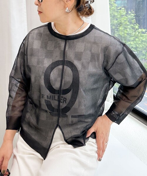 Rie Miller（リエミラー）の「《手洗い可能》シアーブロックチェック2WAYクルーネックカーディガン（カーディガン/ボレロ・レディース・ブラウン系その他/ブラック系その他・38）」の16枚目の写真