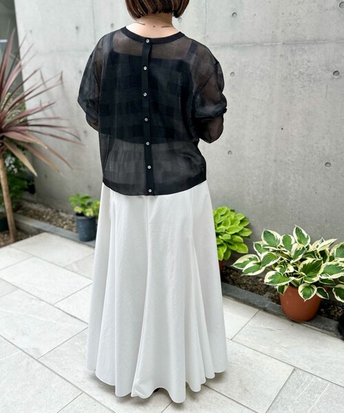 Rie Miller（リエミラー）の「《手洗い可能》シアーブロックチェック2WAYクルーネックカーディガン（カーディガン/ボレロ・レディース・ブラウン系その他/ブラック系その他・38）」の19枚目の写真