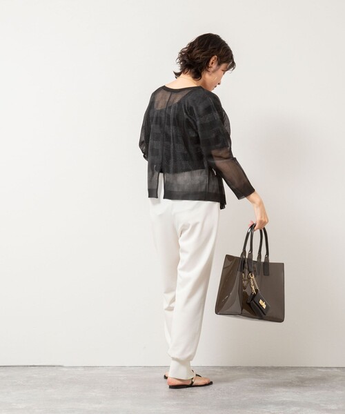 Rie Miller（リエミラー）の「《手洗い可能》シアーブロックチェック2WAYクルーネックカーディガン（カーディガン/ボレロ・レディース・ブラウン系その他/ブラック系その他・38）」の22枚目の写真