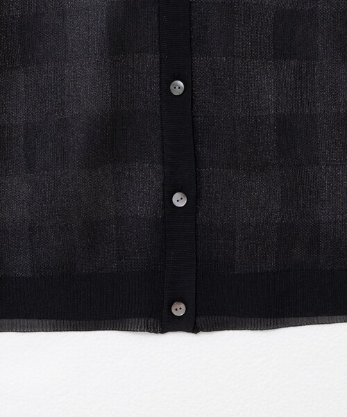 Rie Miller（リエミラー）の「《手洗い可能》シアーブロックチェック2WAYクルーネックカーディガン（カーディガン/ボレロ・レディース・ブラウン系その他/ブラック系その他・38）」の8枚目の写真