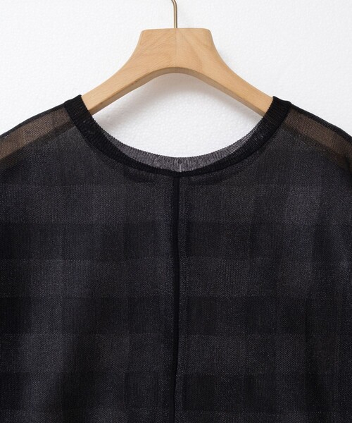 Rie Miller（リエミラー）の「《手洗い可能》シアーブロックチェック2WAYクルーネックカーディガン（カーディガン/ボレロ・レディース・ブラウン系その他/ブラック系その他・38）」の10枚目の写真