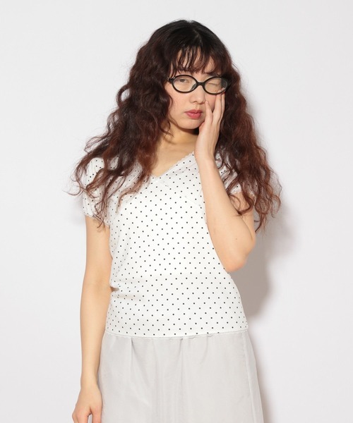 Heather（ヘザー）の「HOLiC ドットレースTEE　497295（Tシャツ/カットソー・レディース・ブラック/オフホワイト・FREE）」の7枚目の写真