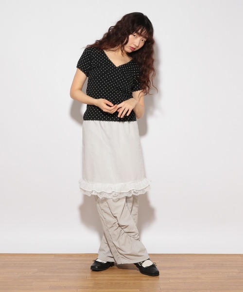Heather（ヘザー）の「HOLiC ドットレースTEE　497295（Tシャツ/カットソー・レディース・ブラック/オフホワイト・FREE）」の13枚目の写真