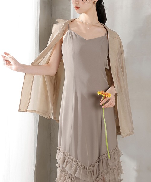 ackaブラウン　ワンピースオケージョン結婚式　二次会　シアーキャミワンピドレス ackaブラウン ワンピースオケージョン結婚式 二次会 シアーキャミ