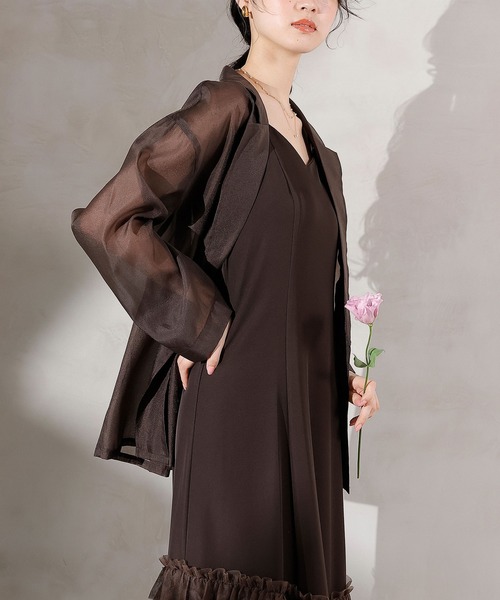 セール】裾フリルキャミワンピース シアージャケット 2点セット ドレス