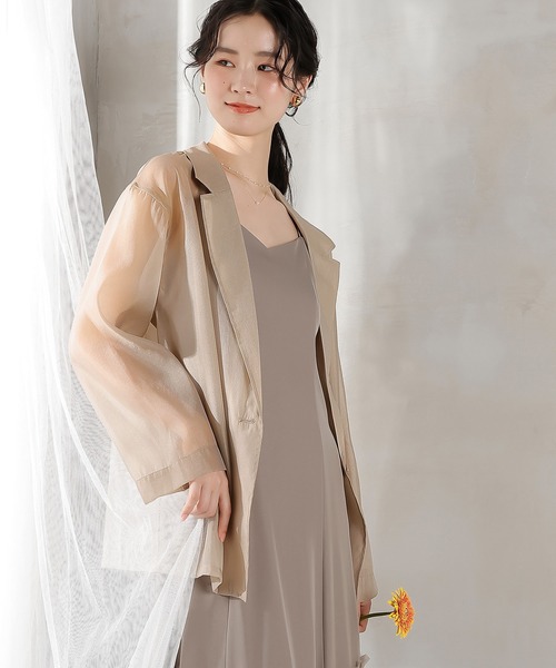 セール】裾フリルキャミワンピース シアージャケット 2点セット ドレス