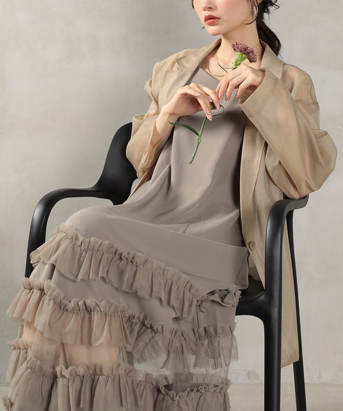 Kana（カナ）の「裾フリルキャミワンピース シアージャケット 2点
