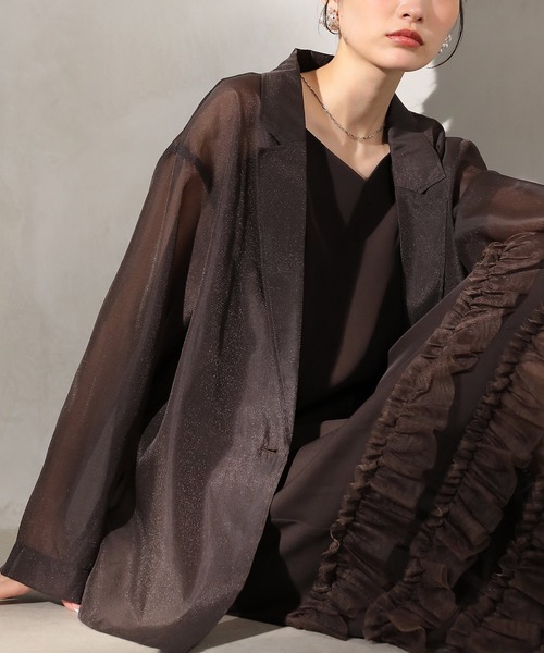 裾フリルキャミワンピース シアージャケット 2点セット ドレス