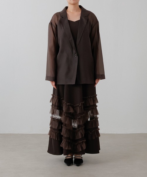 セール】裾フリルキャミワンピース シアージャケット 2点セット ドレス