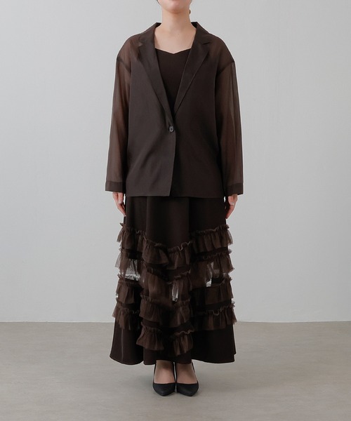 セール】裾フリルキャミワンピース シアージャケット 2点セット ドレス