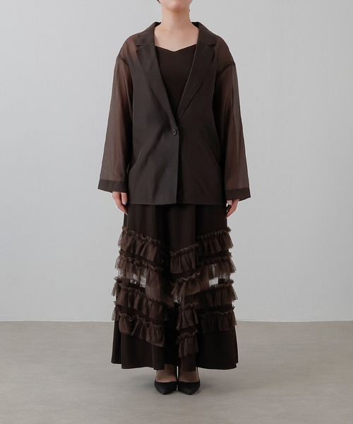 セール】裾フリルキャミワンピース シアージャケット 2点セット ドレス