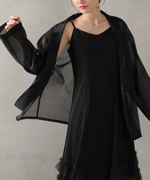 裾フリルキャミワンピース シアージャケット 2点セット ドレス