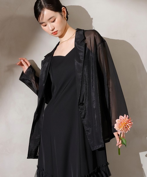 裾フリルキャミワンピース シアージャケット 2点セット ドレス