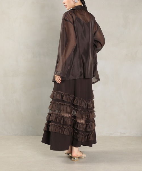 セール】裾フリルキャミワンピース シアージャケット 2点セット ドレス