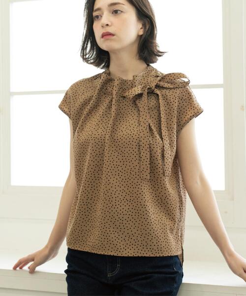 RT-173295 専用 セール】ラッピングボウタイドットブラウス【洗濯機洗い可