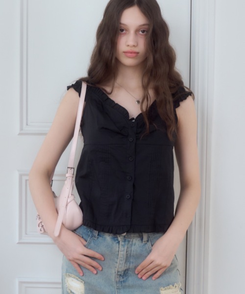 Birthday room(バースデイルーム)の「コットンノースリーブブラウス/Cotton sleeveless blouse(シャツ/ブラウス・レディース・ホワイト/ピンク/チェック/ブラック・FREE)」の14枚目の写真
