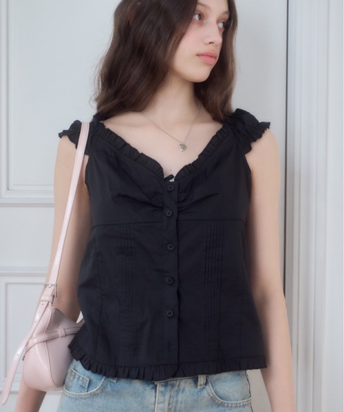 Birthday room(バースデイルーム)の「コットンノースリーブブラウス/Cotton sleeveless blouse(シャツ/ブラウス・レディース・ホワイト/ピンク/チェック/ブラック・FREE)」の16枚目の写真