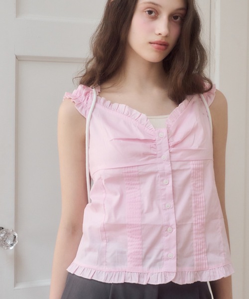 Birthday room(バースデイルーム)の「コットンノースリーブブラウス/Cotton sleeveless blouse(シャツ/ブラウス・レディース・ホワイト/ピンク/チェック/ブラック・FREE)」の19枚目の写真