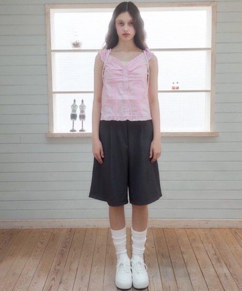 Birthday room(バースデイルーム)の「コットンノースリーブブラウス/Cotton sleeveless blouse(シャツ/ブラウス・レディース・ホワイト/ピンク/チェック/ブラック・FREE)」の20枚目の写真