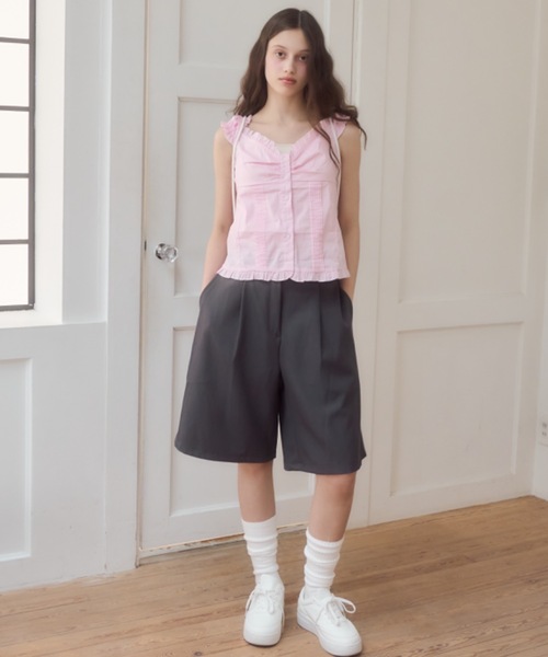 Birthday room(バースデイルーム)の「コットンノースリーブブラウス/Cotton sleeveless blouse(シャツ/ブラウス・レディース・ホワイト/ピンク/チェック/ブラック・FREE)」の21枚目の写真