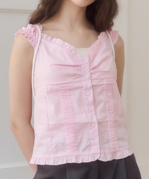 Birthday room(バースデイルーム)の「コットンノースリーブブラウス/Cotton sleeveless blouse(シャツ/ブラウス・レディース・ホワイト/ピンク/チェック/ブラック・FREE)」の22枚目の写真