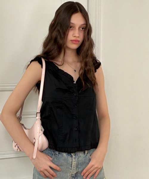 Birthday room(バースデイルーム)の「コットンノースリーブブラウス/Cotton sleeveless blouse(シャツ/ブラウス・レディース・ホワイト/ピンク/チェック/ブラック・FREE)」の17枚目の写真