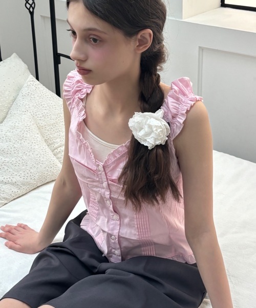 Birthday room(バースデイルーム)の「コットンノースリーブブラウス/Cotton sleeveless blouse(シャツ/ブラウス・レディース・ホワイト/ピンク/チェック/ブラック・FREE)」の18枚目の写真