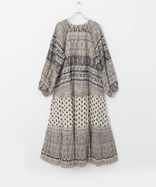 セール】sara mallika COTTON BORDER PRINT LONG DRESS