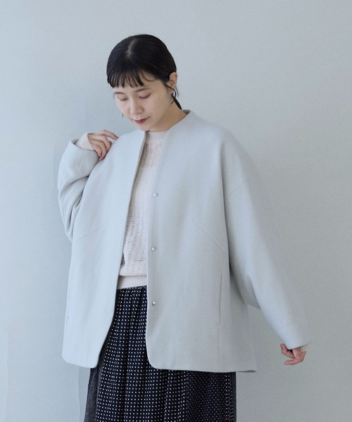 yuni（ユニ ）の「ウールsuper100 middle length cocoonコート（ノー