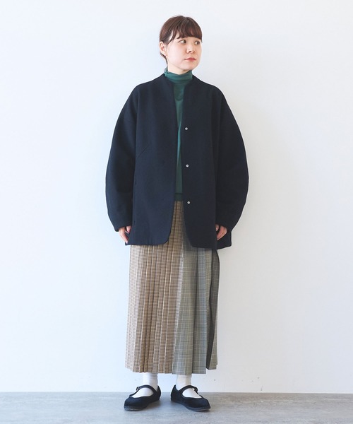 yuni（ユニ ）の「ウールsuper100 middle length cocoonコート（ノー