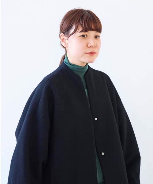 yuni（ユニ ）の「ウールsuper100 middle length cocoonコート（ノー