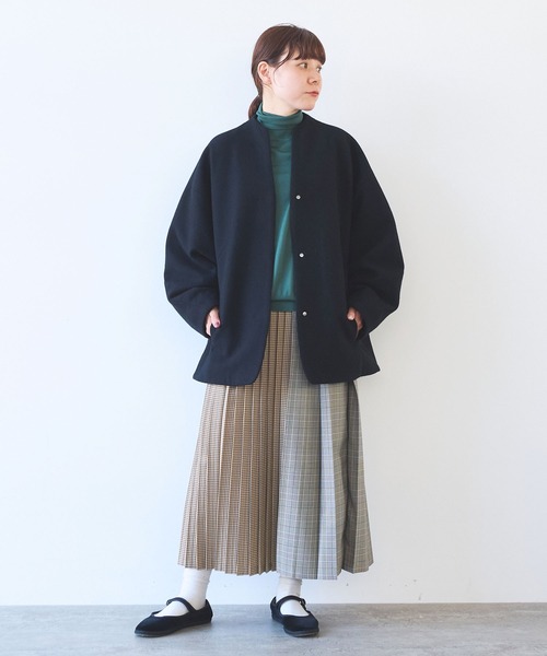 yuni（ユニ ）の「ウールsuper100 middle length cocoonコート（ノー